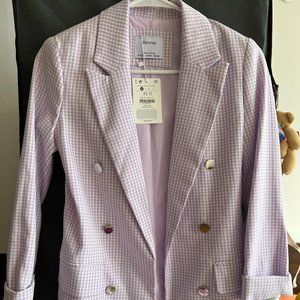 Brand-new Bershka casual blazer , light purple, plaid pattern